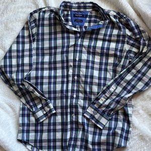 Náutica 100% Cotton Classic Fit Plaid Button Down Shirt Size L